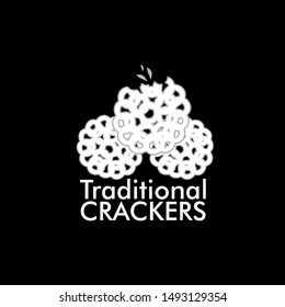 traditional crackers logo icon with kerupuk or indonesian food illustration