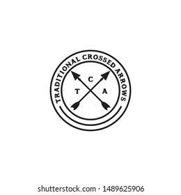 Traditional crossed arrow logo design vector template