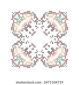 Traditional cross-stitch vector pattern - styled as the folk art Zmijanje embroidery designs from Bosnia and Herzegovina. Retro ethnic geometric Blakan ornament, old hand made decoration