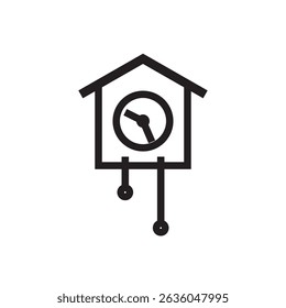 traditional cuckoo clock icon representing heritage, punctuality, and decorative design.
