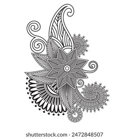 Traditional and Cultural Beautiful pattern design, tato design, mandala patterns, Arabic patterns, Rangoli, Alpona, Kolam, Paisley line art.