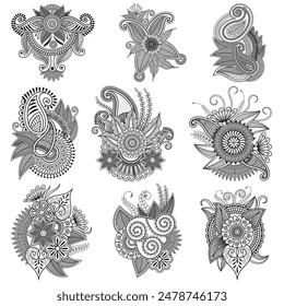 Traditional and Cultural Beautiful pattern design, tattoo design, mandala patterns, Arabic patterns, Rangoli, Alpona, Kolam, Paisley line art.