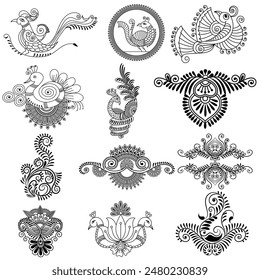 Traditional and Cultural Beautiful pattern design, tattoo design, mandala patterns, Arabic patterns, Rangoli, Alpona, Kolam, Paisley line art.