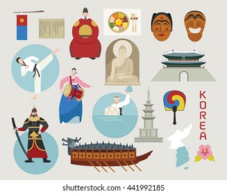 Traditional Culture Of Korea  Vector Illustration