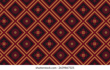 traditional custom made batik tribal floral pattern ethnic ornament art wallpaper red black background suitable for textile printing