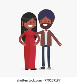 Traditional cute couple vector illustration