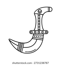 Traditional Dagger Line Icon Isolated on White Background