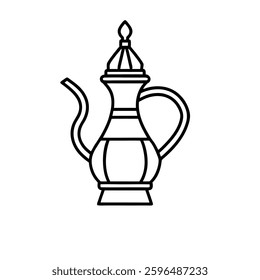 Traditional Dallah Pot icon vector silhouette  with while Background art