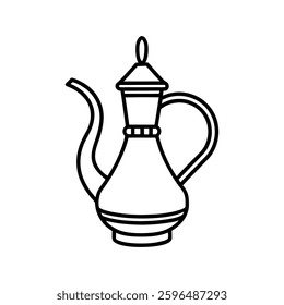 Traditional Dallah Pot icon vector silhouette  with while Background art