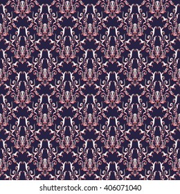 Traditional Damask  flowers ornament Seamless Background. Abstract pattern for Greeting card, presentation. Vector illustration.