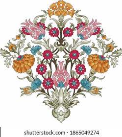 traditional damask motif Vintage hand drawn vector illustration in watercolor style