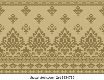 traditional damask vector pattern with seamless damask vector design and elegant damask vector border for textile or wallpaper