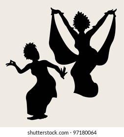 Traditional dance silhouette 02 dancer silhouette pose, shadow illustration style