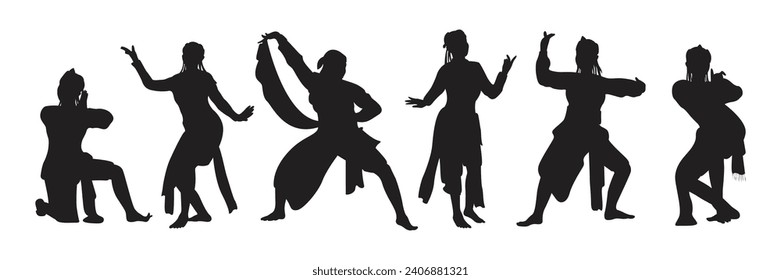 traditional dance silhouette bundle vector