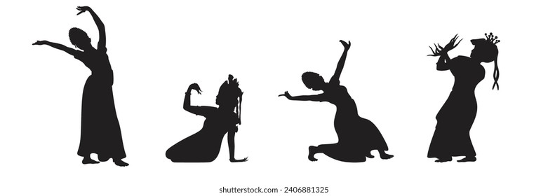 traditional dance silhouette bundle vector