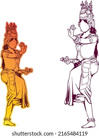 Traditional Dancer, Vector stock of Apsara Dance, performing ethnic dance