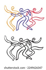 
Traditional Dancing, Dance Troupe, folk dance symbol. 
Expressive, line art stylized illustrations of lively dancers. Isolated on white background. Vector available.