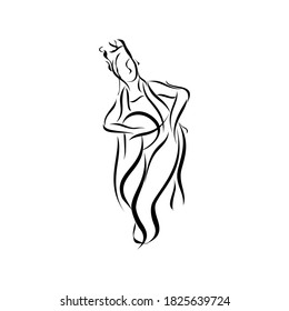 Traditional dancing lady sketch isolated on white background. Dancers appear on stage. Vector illustration of a dancing man. dancer, vector sketch illustration