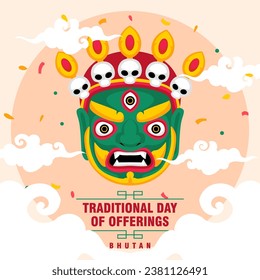 Tradicional Día de las ofertas en Bután ilustración fondo vectorial. Vector eps 10