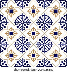 Traditional decorative color  portuguese seamless vector pattern. The tile is azulejo. Geometric patterns and backgrounds for your design. Vector illustration.