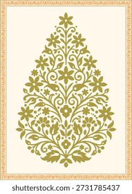 Traditional decorative floral pattern with folk art elegance. Vector ornamental motif for textile fabrics, embroidery and ceramic tiles.