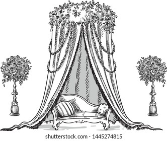 Traditional decorative tent for a party or wedding, indian style, vector illustration