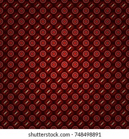 Traditional design of 50s. Vector tiled background. Seamless rhombus pattern. Fabric spring ornament with tiles. Abstract holiday wrapping paper in brown, black and red.