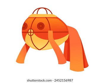 Traditional design asian red lantern fish shape vector illustration isolated on white background