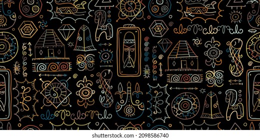 Traditional design elements of middle Asia for decoration of yurts. Nomadic ornament. Seamless Pattern for your design