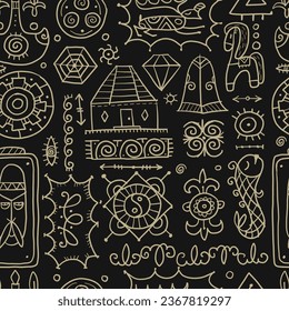 Traditional design elements of middle Asia for decoration of yurts. Nomadic ornament. Seamless Pattern for your design
