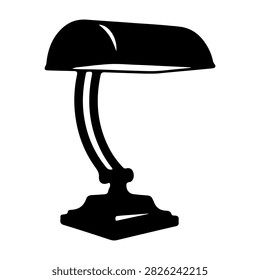 A traditional desk lamp featuring an adjustable shade and base, ideal for reading, studying, or enhancing workspace lighting.