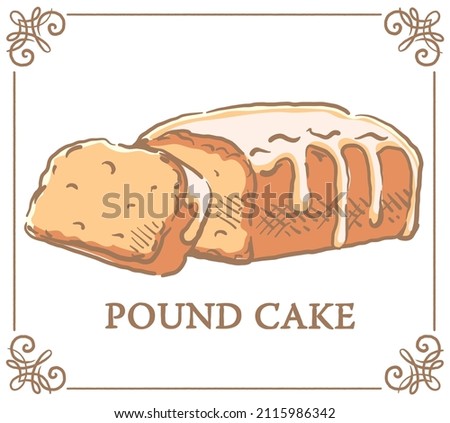 Traditional dessert. Pound cake. Vector illustration.
