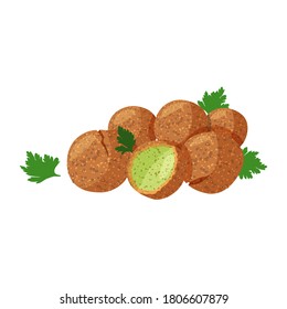 Traditional dish of Jewish cuisine Falafel. Vegetarian food isolated on white background.