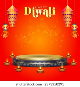 Traditional Diwali festival background and Podium Design.