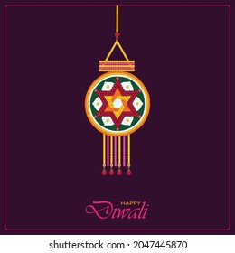 traditional diwali lantern color vector design made with flowers