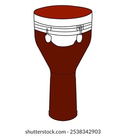 Tambor tradicional de Ilustración vectorial Djembe, un instrumento de percusión africano conocido por su profundidad. Perfecto para proyectos relacionados con la música, el patrimonio africano, el ritmo, los festivales.