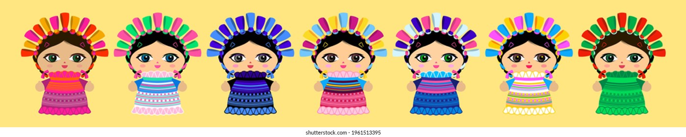 Traditional Doll Mexican master collection vector illustration.