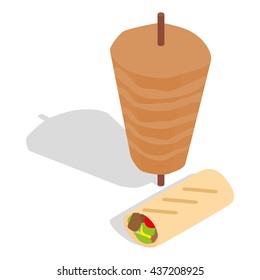 Traditional doner kebab sandwich icon. Isometric 3d illustration of doner kebab sandwich vector icon logo isolated on white background