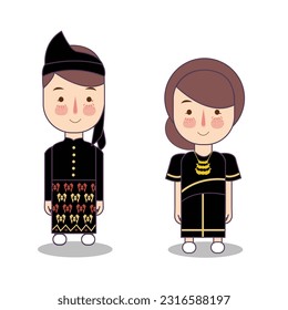 Traditional dress native west nusa tenggara tribe form Indonesian boy and girl couple costume wearing apparel nationality