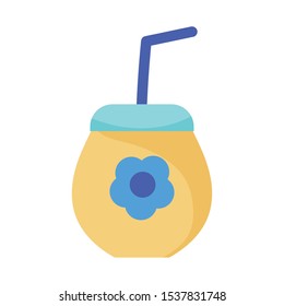 traditional drink with straw mexico icon vector illustration