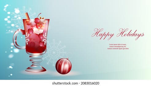 Traditional drink for winter holidays. Mulled wine with spices

