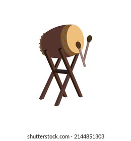 Traditional drum bedug drum for muslim vector image with flat style. realistic happy ied mubarak banner or islamic ramadan kareem.