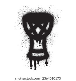 Traditional drum graffiti with black spray paint