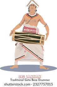 Traditional Drummer Form Sri Lankan, kandy ,Sri lankan Geta Bera Drummer, Vector illustration,Traditional Art work