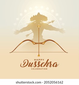 Traditional Dussehra Festival Card With Ravan And Bow Arrow