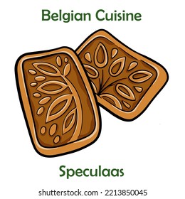 Traditional dutch speculaas cookies on white background