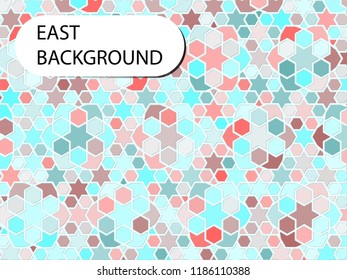 Traditional east background. Arabic design for greeting card for Ramadan Kareem. Islamic ornamental colorful mosaic. Arabesque pattern.