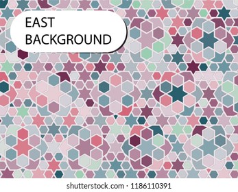 Traditional east background. Arabic design for greeting card for Ramadan Kareem. Islamic ornamental colorful mosaic. Arabesque pattern.