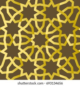 Traditional east geometric decorative pattern gold style. Arabic pattern background. Islamic ornament vector.