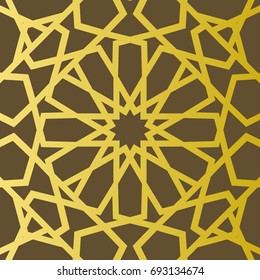 Traditional east geometric decorative pattern gold style. Arabic pattern background. Islamic ornament vector.